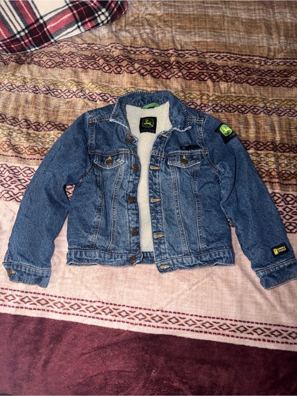 John Deere Blue Denim Sherpa-Lined Kids Jacket